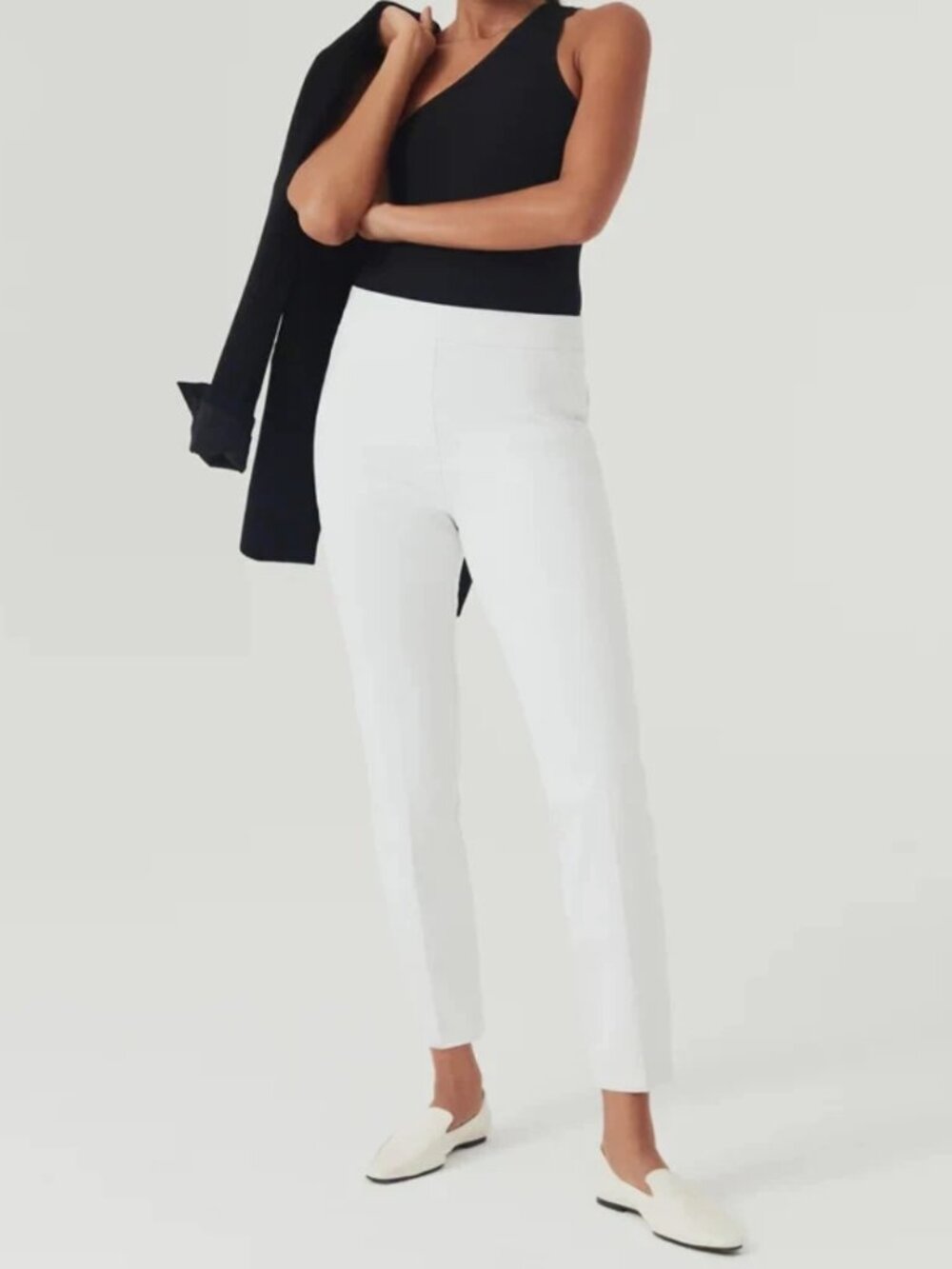 NWT SPANX On-the-Go Ankle Slim Straight Women's Pants Large Petite Classic White